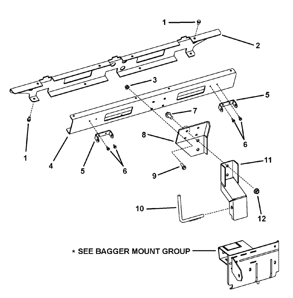 Cover Assembly Support Diagram and Parts List for 7600070  Briggs and Stratton Lawn Tractor Accessories
